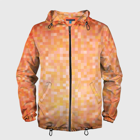 Мужская ветровка 3D с принтом Оранжевая пиксель абстракция в Екатеринбурге, 100% полиэстер | подол и капюшон оформлены резинкой с фиксаторами, два кармана без застежек по бокам, один потайной карман на груди | halloween | pixel art | абстракция | оранжевый | осенний | пиксели | пиксель арт | пиксельный | рыжий | хэллоуин