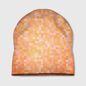 Шапка 3D с принтом Оранжевая пиксель абстракция в Екатеринбурге, 100% полиэстер | универсальный размер, печать по всей поверхности изделия | Тематика изображения на принте: halloween | pixel art | абстракция | оранжевый | осенний | пиксели | пиксель арт | пиксельный | рыжий | хэллоуин