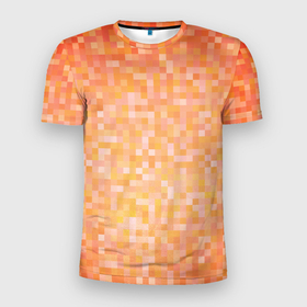 Мужская футболка 3D спортивная с принтом Оранжевая пиксель абстракция в Екатеринбурге, 100% полиэстер с улучшенными характеристиками | приталенный силуэт, круглая горловина, широкие плечи, сужается к линии бедра | halloween | pixel art | абстракция | оранжевый | осенний | пиксели | пиксель арт | пиксельный | рыжий | хэллоуин