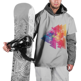 Накидка на куртку 3D с принтом Цветные треугольники в Петрозаводске, 100% полиэстер |  | Тематика изображения на принте: искусство | прямоугольник | пурпурный | симметрия | треугольник | цвет