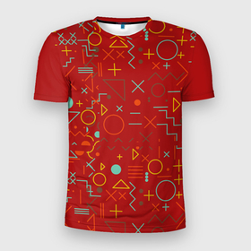 Мужская футболка 3D спортивная с принтом Mathematics Geometry Geometric в Тюмени, 100% полиэстер с улучшенными характеристиками | приталенный силуэт, круглая горловина, широкие плечи, сужается к линии бедра | plus | геометрический узор | круги | прямоугольник | треугольник