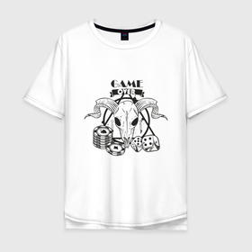 Мужская футболка хлопок Oversize с принтом Game over Casino в Санкт-Петербурге, 100% хлопок | свободный крой, круглый ворот, “спинка” длиннее передней части | casino | game over | зарики | казино | конец игры | фишки