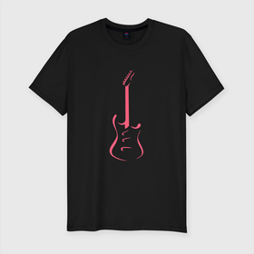 Мужская футболка хлопок Slim с принтом Акстар Гитара в Белгороде, 92% хлопок, 8% лайкра | приталенный силуэт, круглый вырез ворота, длина до линии бедра, короткий рукав | гитара | класика | минимализм | музыка | поп арт | струны.