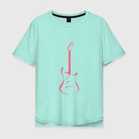 Мужская футболка хлопок Oversize с принтом Акстар Гитара в Белгороде, 100% хлопок | свободный крой, круглый ворот, “спинка” длиннее передней части | Тематика изображения на принте: гитара | класика | минимализм | музыка | поп арт | струны.