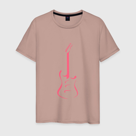 Мужская футболка хлопок с принтом Акстар Гитара , 100% хлопок | прямой крой, круглый вырез горловины, длина до линии бедер, слегка спущенное плечо. | Тематика изображения на принте: гитара | класика | минимализм | музыка | поп арт | струны.