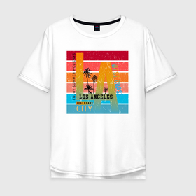 Мужская футболка хлопок Oversize с принтом Enjoy  los angeles в Новосибирске, 100% хлопок | свободный крой, круглый ворот, “спинка” длиннее передней части | enjoy | holidays | los angeles | summer | выходные | калифорния | лето | лос анджелес