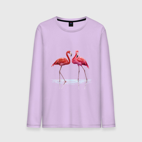 Мужской лонгслив хлопок с принтом Фламинго пара , 100% хлопок |  | Тематика изображения на принте: пара | птицы | розовые птицы | фламинго | фламинго пара