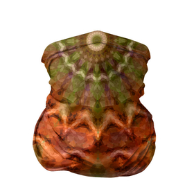 Бандана-труба 3D с принтом Оранжево-оливковый калейдоскоп в Новосибирске, 100% полиэстер, ткань с особыми свойствами — Activecool | плотность 150‒180 г/м2; хорошо тянется, но сохраняет форму | калейдоскоп | коричневый | круглый орнамент | модный | мозаика | мозаичный узор | оливковый | оранжевый | орнамент | этнический