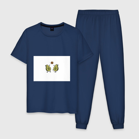 Мужская пижама хлопок с принтом Любимые авокадо  , 100% хлопок | брюки и футболка прямого кроя, без карманов, на брюках мягкая резинка на поясе и по низу штанин
 | авокадо | другу | любимой | любимому | парные футболки | подруге | фрукты
