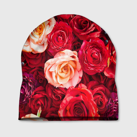 Шапка 3D с принтом Букет роз , 100% полиэстер | универсальный размер, печать по всей поверхности изделия | большие | букет | девушкам | красивые | пышные | розы | цветы | яркие