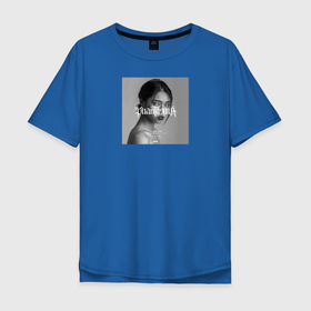 Мужская футболка хлопок Oversize с принтом Phantasma в Екатеринбурге, 100% хлопок | свободный крой, круглый ворот, “спинка” длиннее передней части | Тематика изображения на принте: девушка | надпись | портрет | серый | стиль