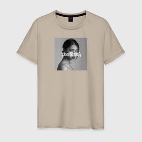 Мужская футболка хлопок с принтом Phantasma в Екатеринбурге, 100% хлопок | прямой крой, круглый вырез горловины, длина до линии бедер, слегка спущенное плечо. | девушка | надпись | портрет | серый | стиль