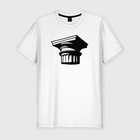 Мужская футболка хлопок Slim с принтом Рисунок капители в Тюмени, 92% хлопок, 8% лайкра | приталенный силуэт, круглый вырез ворота, длина до линии бедра, короткий рукав | архитектура | графика | деталь | капитель | рисунок | чб