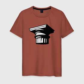 Мужская футболка хлопок с принтом Рисунок капители в Тюмени, 100% хлопок | прямой крой, круглый вырез горловины, длина до линии бедер, слегка спущенное плечо. | архитектура | графика | деталь | капитель | рисунок | чб
