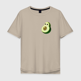Мужская футболка хлопок Oversize с принтом Няшный авокадо в Кировске, 100% хлопок | свободный крой, круглый ворот, “спинка” длиннее передней части | avocado | cartoon | cute | fruits | kawaii | авокадо | каваи | мило | фрукты