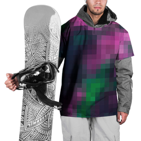 Накидка на куртку 3D с принтом Разноцветный геометрический уз в Тюмени, 100% полиэстер |  | абстрактный | геометрический | зеленый | квадраты | клетка | клетчатый узор | молодежный | сиреневый | фиолетовый