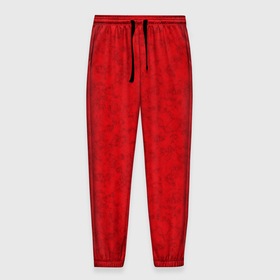 Мужские брюки 3D с принтом Ярко-красный мраморный узор в Новосибирске, 100% полиэстер | манжеты по низу, эластичный пояс регулируется шнурком, по бокам два кармана без застежек, внутренняя часть кармана из мелкой сетки | абстрактный | алый | камень | красный | красный мрамор | мрамор | мраморный узор | современный