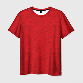 Мужская футболка 3D с принтом Ярко-красный мраморный узор в Санкт-Петербурге, 100% полиэфир | прямой крой, круглый вырез горловины, длина до линии бедер | абстрактный | алый | камень | красный | красный мрамор | мрамор | мраморный узор | современный