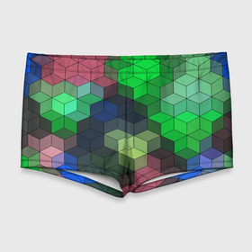 Мужские купальные плавки 3D с принтом Разноцветный геометрический уз в Новосибирске, Полиэстер 85%, Спандекс 15% |  | абстрактный | зеленый | молодежный | разноцветный узор | ромбы | синий | текстура