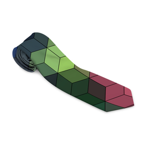 Галстук 3D с принтом Разноцветный геометрический уз в Новосибирске, 100% полиэстер | Длина 148 см; Плотность 150-180 г/м2 | абстрактный | зеленый | молодежный | разноцветный узор | ромбы | синий | текстура