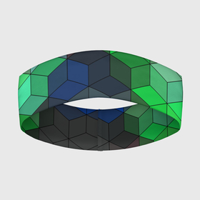 Повязка на голову 3D с принтом Разноцветный геометрический уз в Белгороде,  |  | Тематика изображения на принте: абстрактный | зеленый | молодежный | разноцветный узор | ромбы | синий | текстура