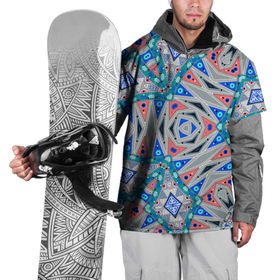 Накидка на куртку 3D с принтом Серо-синий абстрактный узор  в Тюмени, 100% полиэстер |  | абстрактный | асимметричный | креативный | молодежный | серый | синий | современный