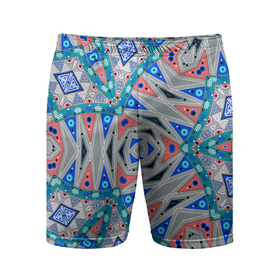 Мужские шорты спортивные с принтом Серо-синий абстрактный узор  ,  |  | абстрактный | асимметричный | креативный | молодежный | серый | синий | современный