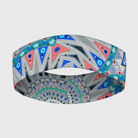 Повязка на голову 3D с принтом Серо синий абстрактный узор в Петрозаводске,  |  | абстрактный | асимметричный | креативный | молодежный | серый | синий | современный