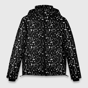 Мужская зимняя куртка 3D с принтом Черно белый спортивный узор в Белгороде, верх — 100% полиэстер; подкладка — 100% полиэстер; утеплитель — 100% полиэстер | длина ниже бедра, свободный силуэт Оверсайз. Есть воротник-стойка, отстегивающийся капюшон и ветрозащитная планка. 

Боковые карманы с листочкой на кнопках и внутренний карман на молнии. | клюшка | лук | молодежный | монохромный | мяч | поло | ракетка | спортивный инвентарь | стрелы