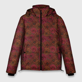 Мужская зимняя куртка 3D с принтом Цветочный коричневый ретро в Тюмени, верх — 100% полиэстер; подкладка — 100% полиэстер; утеплитель — 100% полиэстер | длина ниже бедра, свободный силуэт Оверсайз. Есть воротник-стойка, отстегивающийся капюшон и ветрозащитная планка. 

Боковые карманы с листочкой на кнопках и внутренний карман на молнии. | Тематика изображения на принте: абстрактный | в горошек | коричневый | модный | ретро | цветочный узор | цветы