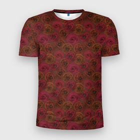 Мужская футболка 3D спортивная с принтом Цветочный коричневый ретро в Белгороде, 100% полиэстер с улучшенными характеристиками | приталенный силуэт, круглая горловина, широкие плечи, сужается к линии бедра | абстрактный | в горошек | коричневый | модный | ретро | цветочный узор | цветы