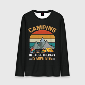 Мужской лонгслив 3D с принтом Camping в Санкт-Петербурге, 100% полиэстер | длинные рукава, круглый вырез горловины, полуприлегающий силуэт | camp | camping | retro | travel | винтаж | интроверт | кемпинг | отдых | отпуск | приключение | ретро | социопат | туризм | турист | туристические | юмор