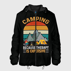 Мужская куртка 3D с принтом Camping в Екатеринбурге, ткань верха — 100% полиэстер, подклад — флис | прямой крой, подол и капюшон оформлены резинкой с фиксаторами, два кармана без застежек по бокам, один большой потайной карман на груди. Карман на груди застегивается на липучку | Тематика изображения на принте: camp | camping | retro | travel | винтаж | интроверт | кемпинг | отдых | отпуск | приключение | ретро | социопат | туризм | турист | туристические | юмор