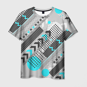 Мужская футболка 3D с принтом Геометрическая  форма , 100% полиэфир | прямой крой, круглый вырез горловины, длина до линии бедер | абстракция | геометрия | крестики | круги | узоры