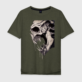Мужская футболка хлопок Oversize с принтом Страх , 100% хлопок | свободный крой, круглый ворот, “спинка” длиннее передней части | monster | зубы | монстр | тьма | ужас | хоррор | череп