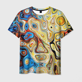 Мужская футболка 3D с принтом Психоделическое искусство  в Санкт-Петербурге, 100% полиэфир | прямой крой, круглый вырез горловины, длина до линии бедер | абстракция | краски | лицо | психоделическое искусство | пятна | пятна на воде | текстуры