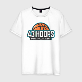 Мужская футболка хлопок с принтом 43 HOOPS в Кировске, 100% хлопок | прямой крой, круглый вырез горловины, длина до линии бедер, слегка спущенное плечо. | баскетбол | баскетбольные принты | спорт | спортивные принты