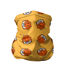 Бандана-труба 3D с принтом Тигры паттерн в Петрозаводске, 100% полиэстер, ткань с особыми свойствами — Activecool | плотность 150‒180 г/м2; хорошо тянется, но сохраняет форму | дикие животные | желтый | иллюстрация | крупные кошки | крупный рисунок | паттерн | песочный цвет | рисунок | рыжий | сафари | тигры