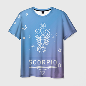 Мужская футболка 3D с принтом Знак Скорпион в Петрозаводске, 100% полиэфир | прямой крой, круглый вырез горловины, длина до линии бедер | Тематика изображения на принте: zodiac | гороскоп | знак | скорпион | созвездие