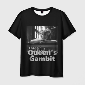 Мужская футболка 3D с принтом Sad Queen в Кировске, 100% полиэфир | прямой крой, круглый вырез горловины, длина до линии бедер | chess | serial | the queens gambit | аня тейлор джой | сериал | сериалы | ход королевы | шахматы | элизабет хармон