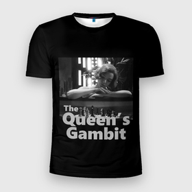 Мужская футболка 3D спортивная с принтом Sad Queen в Белгороде, 100% полиэстер с улучшенными характеристиками | приталенный силуэт, круглая горловина, широкие плечи, сужается к линии бедра | chess | serial | the queens gambit | аня тейлор джой | сериал | сериалы | ход королевы | шахматы | элизабет хармон