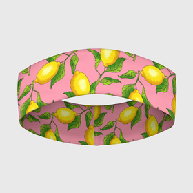 Повязка на голову 3D с принтом Лимоны паттерн ,  |  | ботаника | еда | желтые лимоны | иллюстрация | летний принт | лето | лимоны | паттерн | рисунок | розовый цвет | фрукты