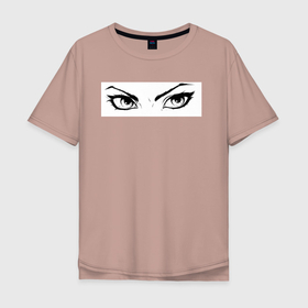 Мужская футболка хлопок Oversize с принтом Eyes в Петрозаводске, 100% хлопок | свободный крой, круглый ворот, “спинка” длиннее передней части | anime | eyes | minimalism | white | взгляд | глаза