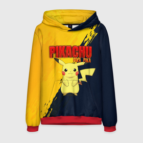 Мужская толстовка 3D с принтом PIKACHU PIKA PIKA | ПИКАЧУ в Кировске, 100% полиэстер | двухслойный капюшон со шнурком для регулировки, мягкие манжеты на рукавах и по низу толстовки, спереди карман-кенгуру с мягким внутренним слоем. | pika | pikachu | аниме | игры | пика | пикачу | покемон | покемоны