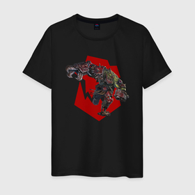 Мужская футболка хлопок с принтом Орк-киборг в Белгороде, 100% хлопок | прямой крой, круглый вырез горловины, длина до линии бедер, слегка спущенное плечо. | cyborg | orc | warhammer | вархаммер | киборг | орк