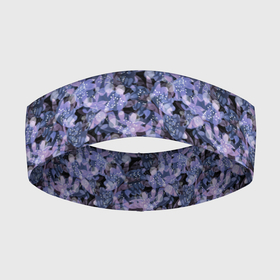 Повязка на голову 3D с принтом Сине фиолетовый цветочный узор в Новосибирске,  |  | однотонный | ретро | синие цветы | темный узор | цветочный узор | цветы