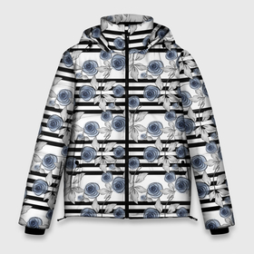 Мужская зимняя куртка 3D с принтом Акварельный полосатый узор в Екатеринбурге, верх — 100% полиэстер; подкладка — 100% полиэстер; утеплитель — 100% полиэстер | длина ниже бедра, свободный силуэт Оверсайз. Есть воротник-стойка, отстегивающийся капюшон и ветрозащитная планка. 

Боковые карманы с листочкой на кнопках и внутренний карман на молнии. | Тематика изображения на принте: акварель | акварельные цветы | детский | женский | малышам | модный | цветочный узор | цветы | черный и белый