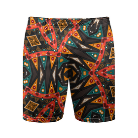 Мужские шорты спортивные с принтом Абстрактный арабский узор  ,  |  | Тематика изображения на принте: абстрактный | арабский | восточный | геометрические фигуры | заплатки | коричневый | оранжевый | орнамент | пэчворк | современный