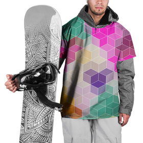 Накидка на куртку 3D с принтом Абстрактный разноцветный узор  в Курске, 100% полиэстер |  | Тематика изображения на принте: абстрактный | бирюзовый | бордовый | геометрические фигуры | модный | розовый | ромбы | современный