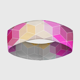 Повязка на голову 3D с принтом Абстрактный разноцветный узор в Петрозаводске,  |  | абстрактный | бирюзовый | бордовый | геометрические фигуры | модный | розовый | ромбы | современный